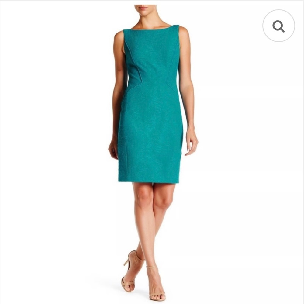 Lafayette 148 New York Teal Dragonfly Deana Sheath Mini Dress